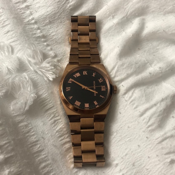 ROSE GOLD BLACK MICHAEL KORS WATCH USED AUTHENTIC YOUR OBO - Picture 3 of 14